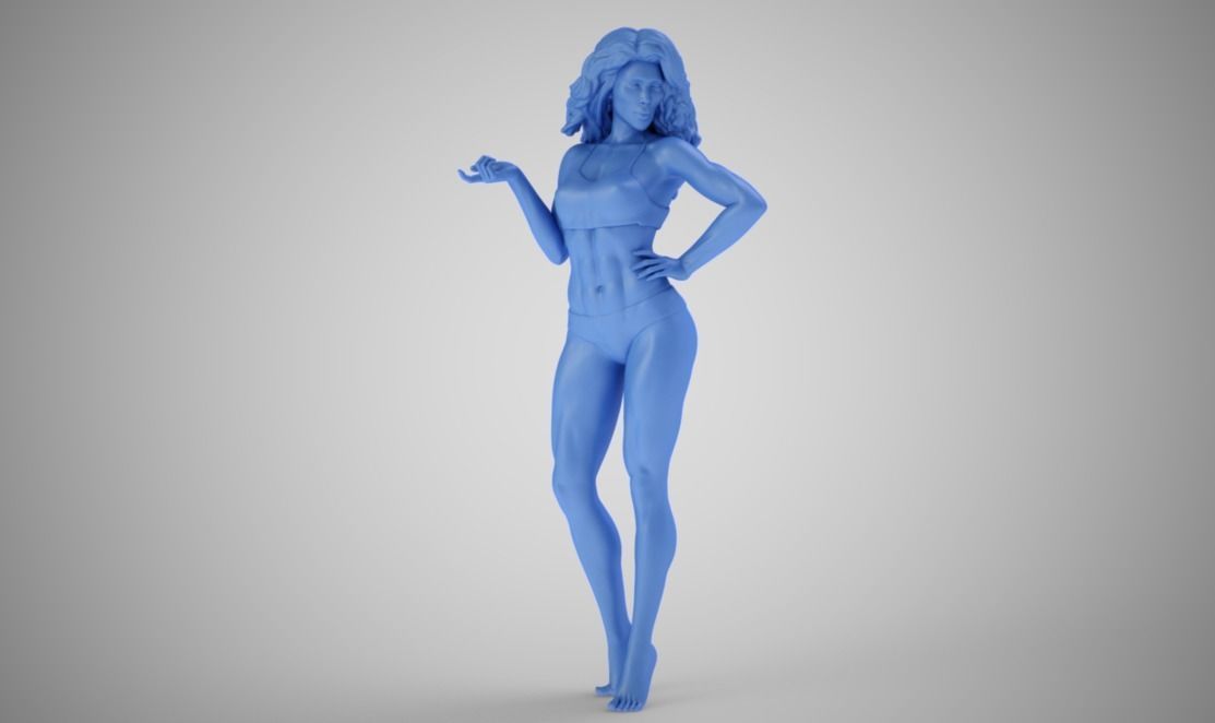 Flirtatious woman in bikini 3D print model_7
