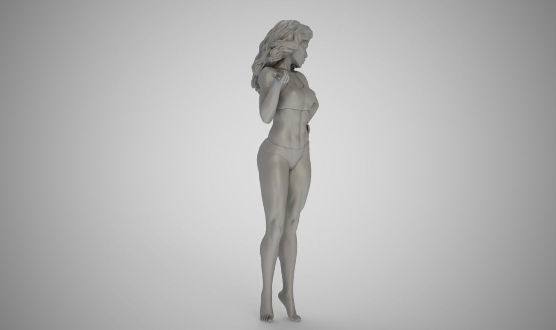 Flirtatious woman in bikini 3D print model_2