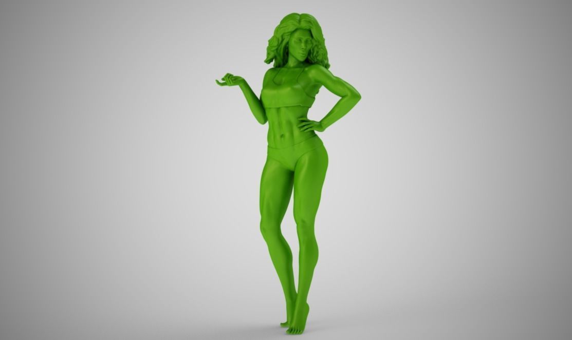 Flirtatious woman in bikini 3D print model_8