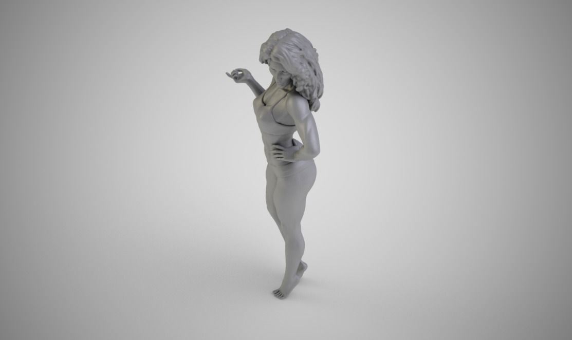 Flirtatious woman in bikini 3D print model_4