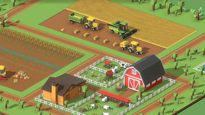 Voxel Farming Low-poly 3D model