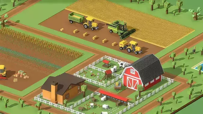 Voxel Farming Low-poly 3D model