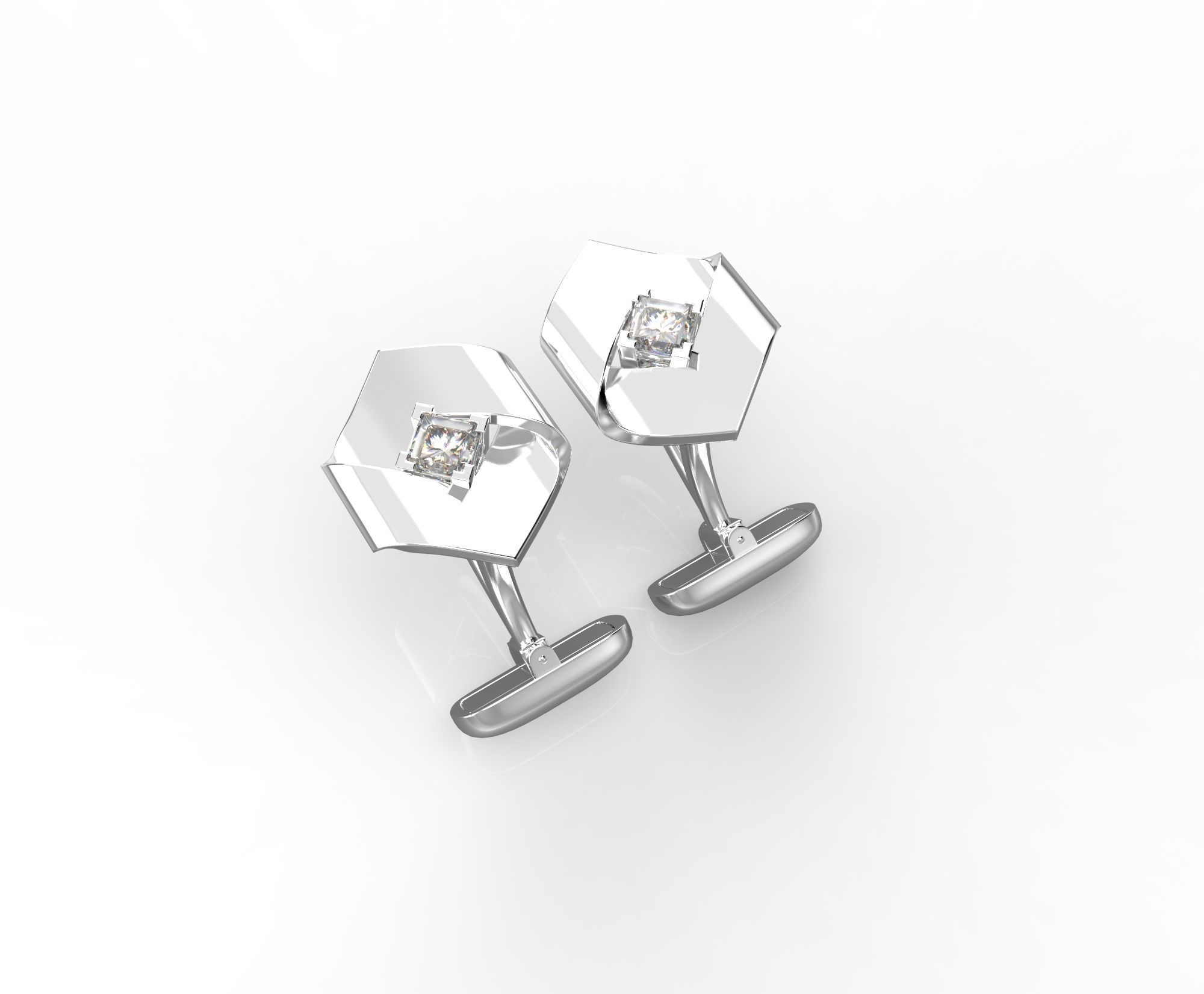 101118 CL hexagon cufflinks 3 versions 3D print model_1