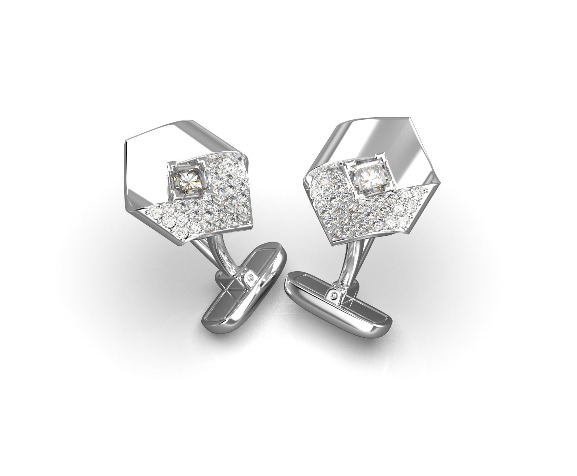 101118 CL hexagon cufflinks 3 versions 3D print model_2