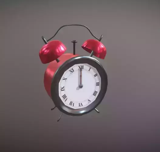 Analog Alarm Clock Shiny Red Metal PBR Low-poly 3D model