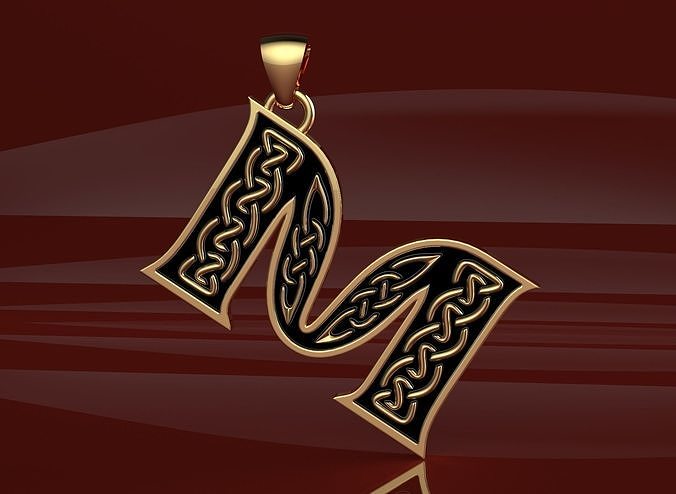 Letter pendant 13 with celtic pattern 3D print model