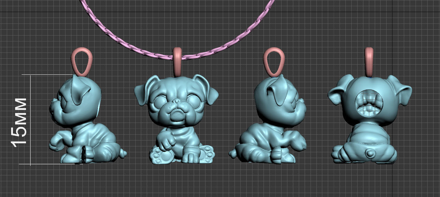 dog pendant 3D print model_4