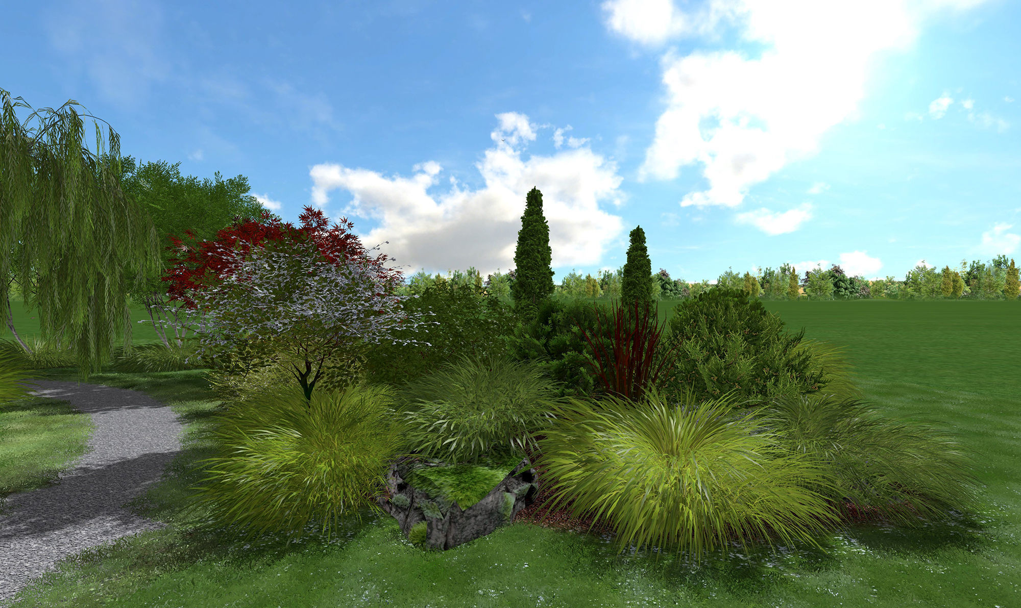 Grass Hakonechloa  Low-poly 3D model_2
