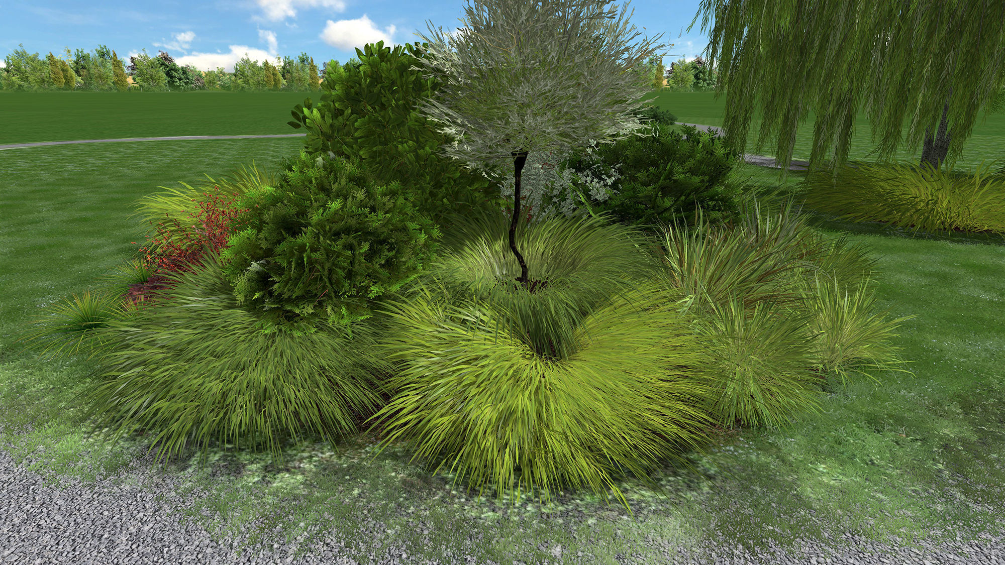 Grass Hakonechloa  Low-poly 3D model_23