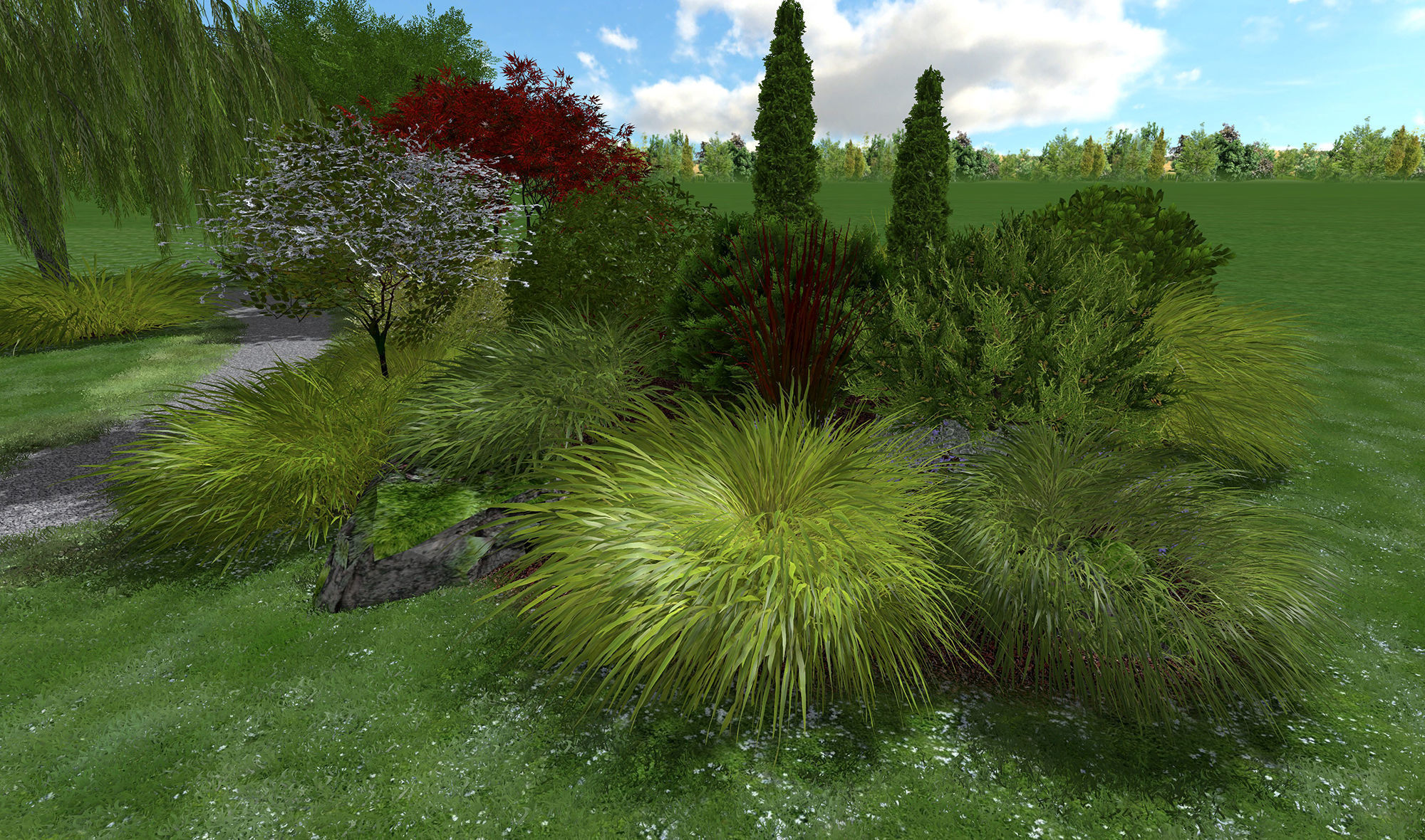 Grass Hakonechloa  Low-poly 3D model_21