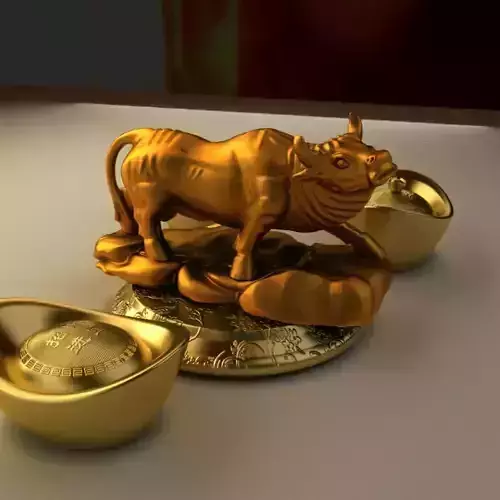 Chinese golden OX with gold ingot