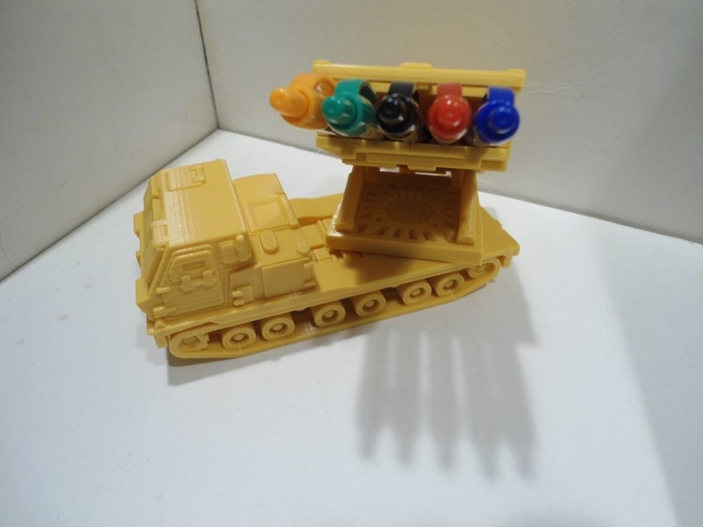 Missiles launcher truck pen and pencil holder 3D print model_3