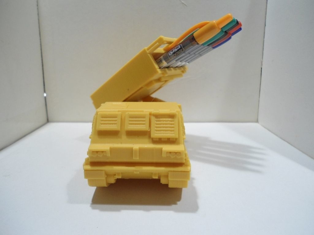 Missiles launcher truck pen and pencil holder 3D print model_4