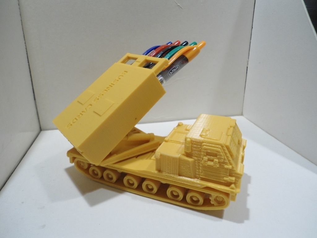Missiles launcher truck pen and pencil holder 3D print model_7