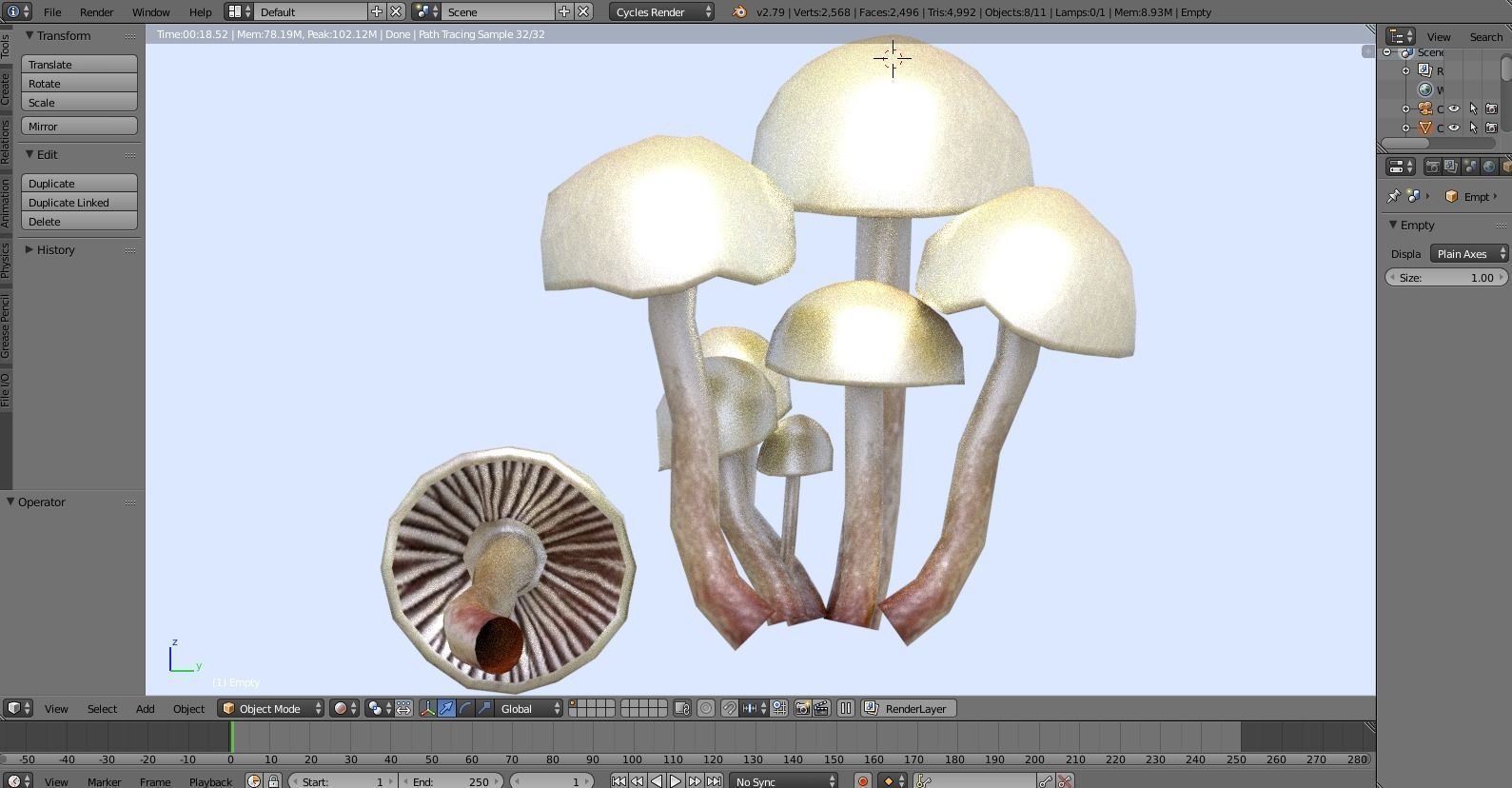 Shrooms 5 group of mushrooms in desert Low-poly 3D model_5