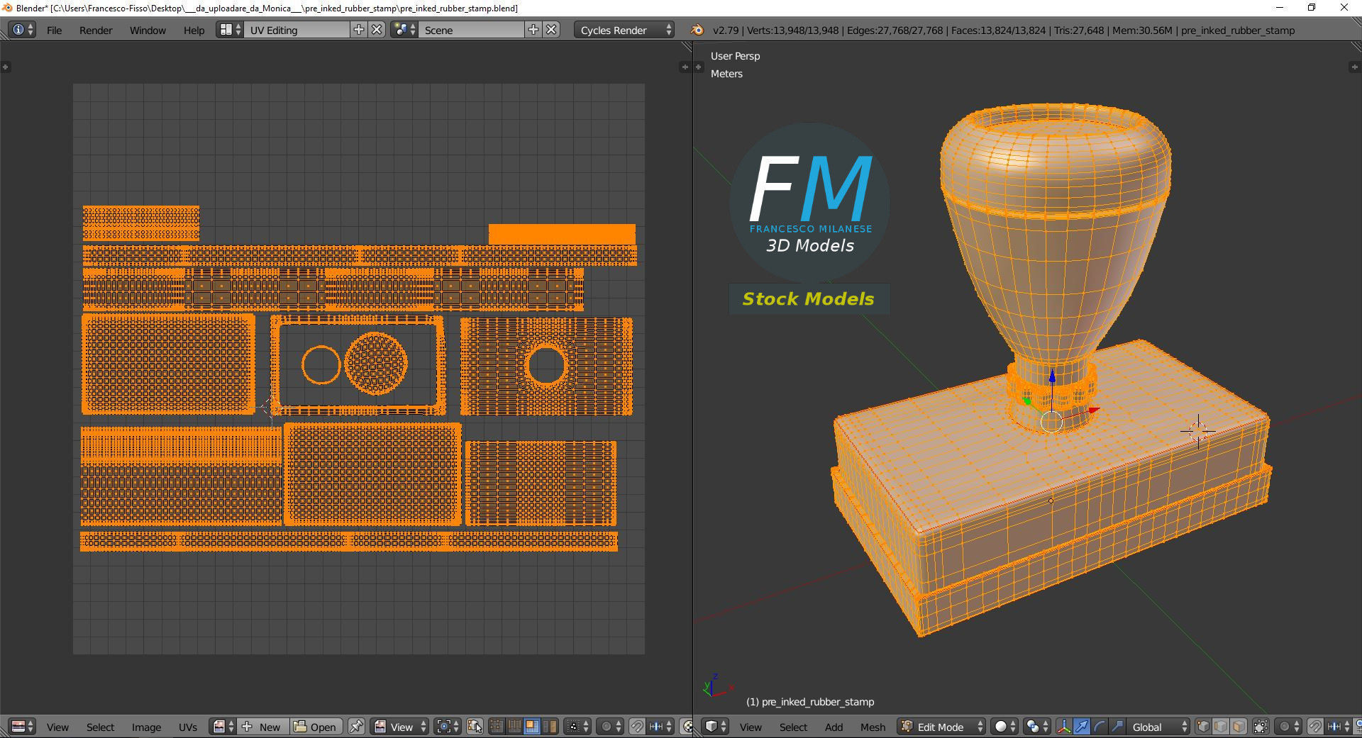 Pre inked rubber stamp 3D model_10