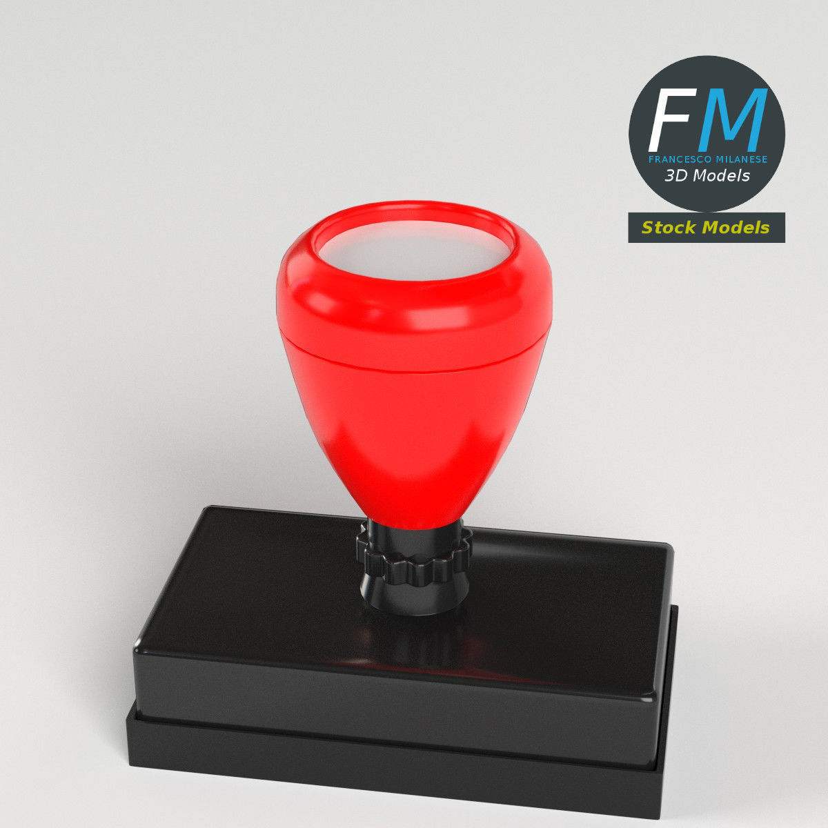 Pre inked rubber stamp 3D model_2