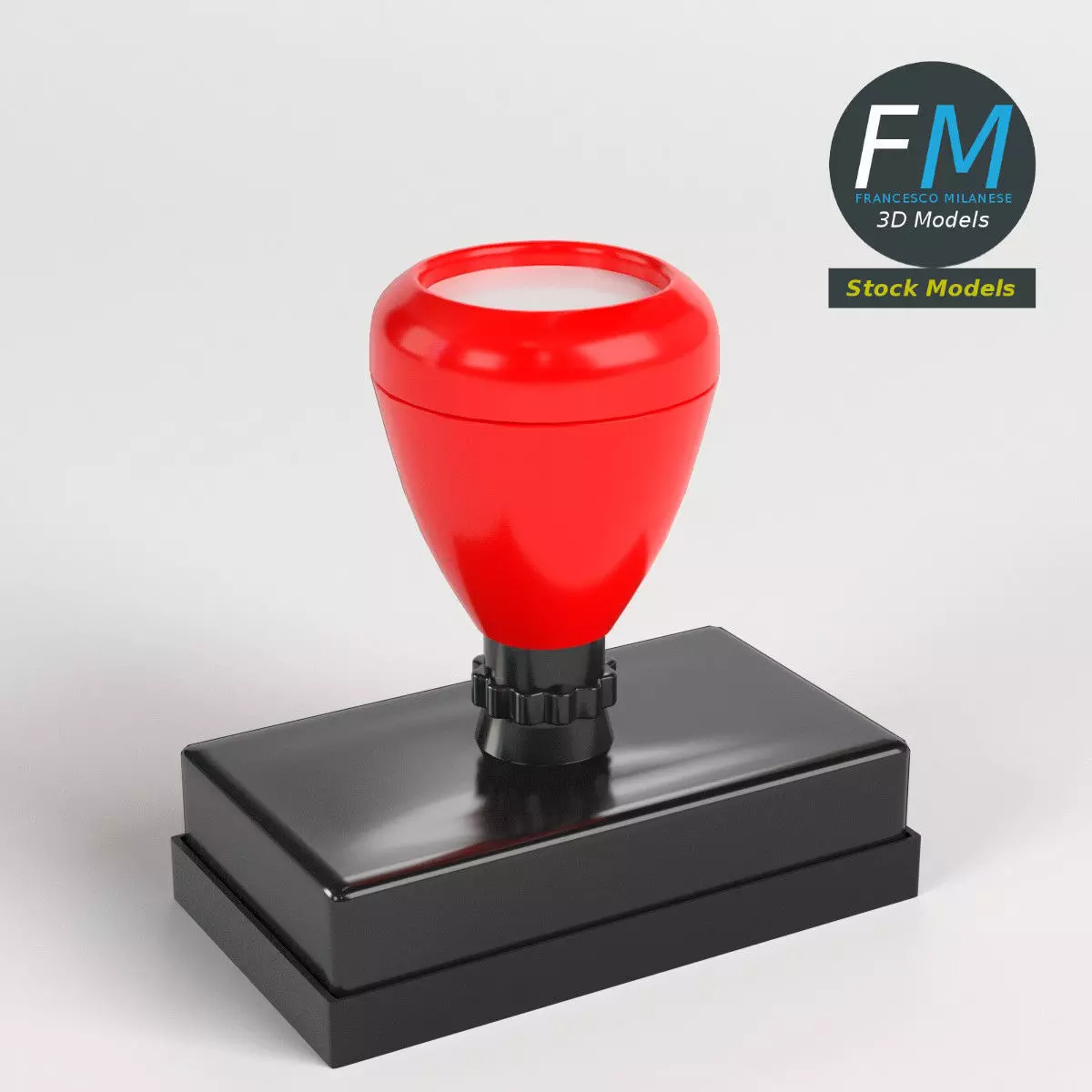 Pre inked rubber stamp 3D model_0