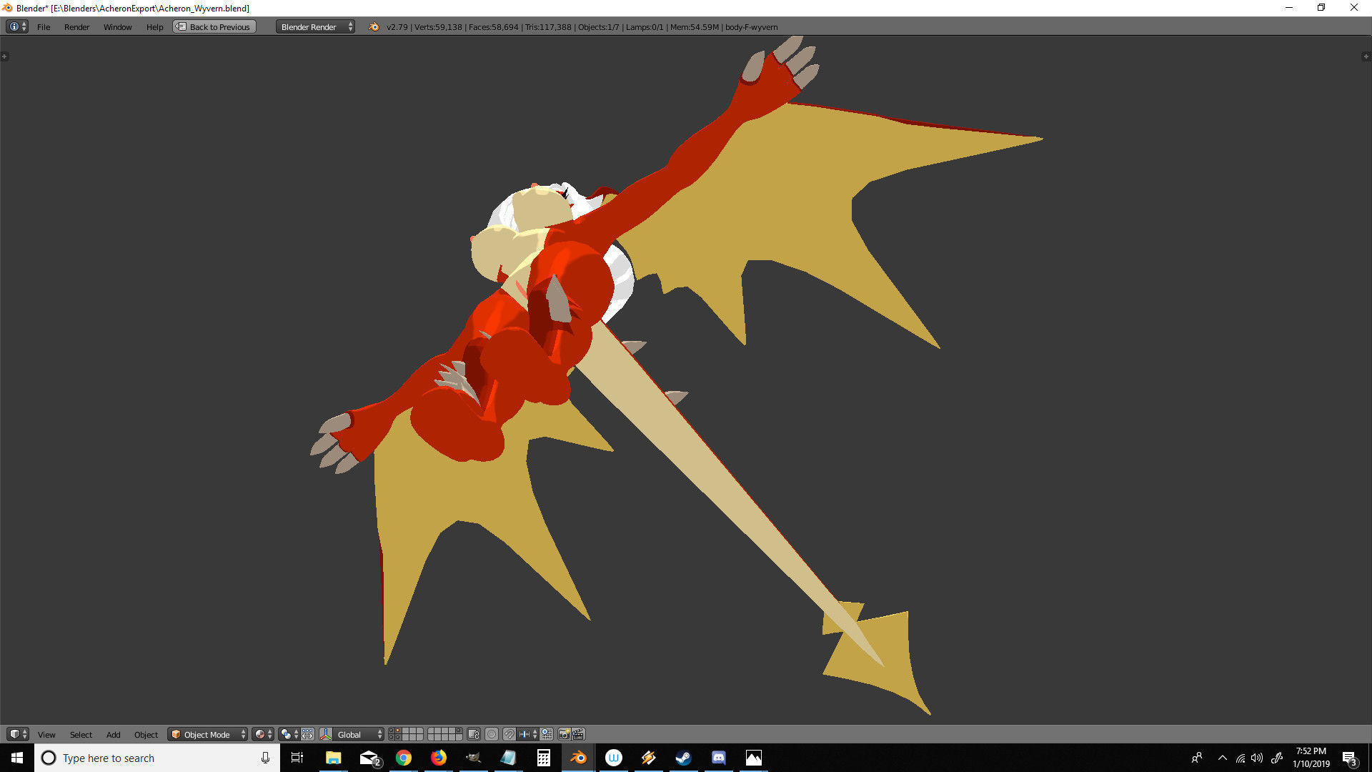 Acheron Wyverns Nude Low-poly 3D model_19