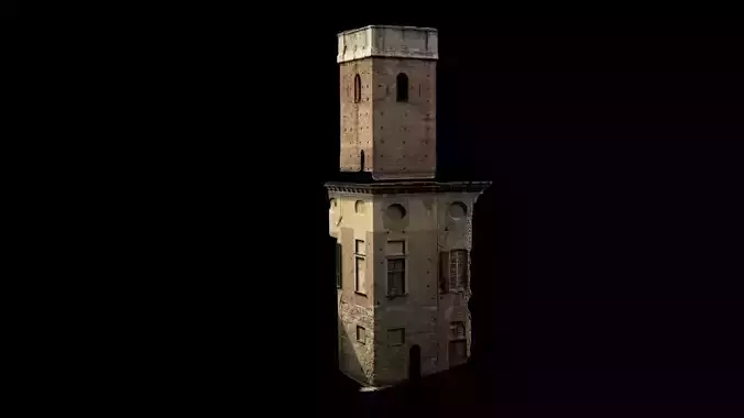 Realistic Medieval old building house textured and mapped