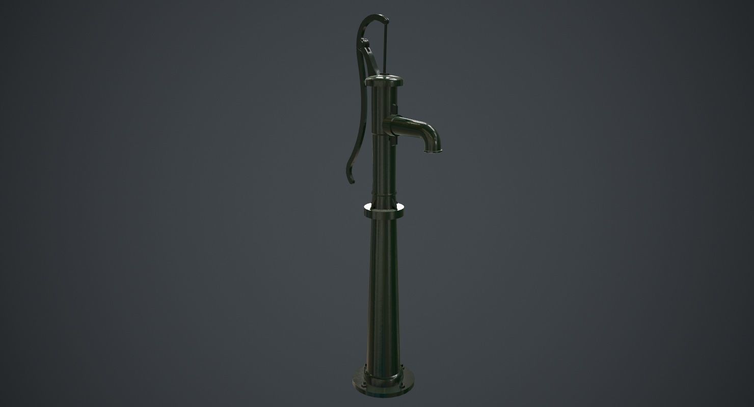 Hand Pump 1A Low-poly 3D model_1