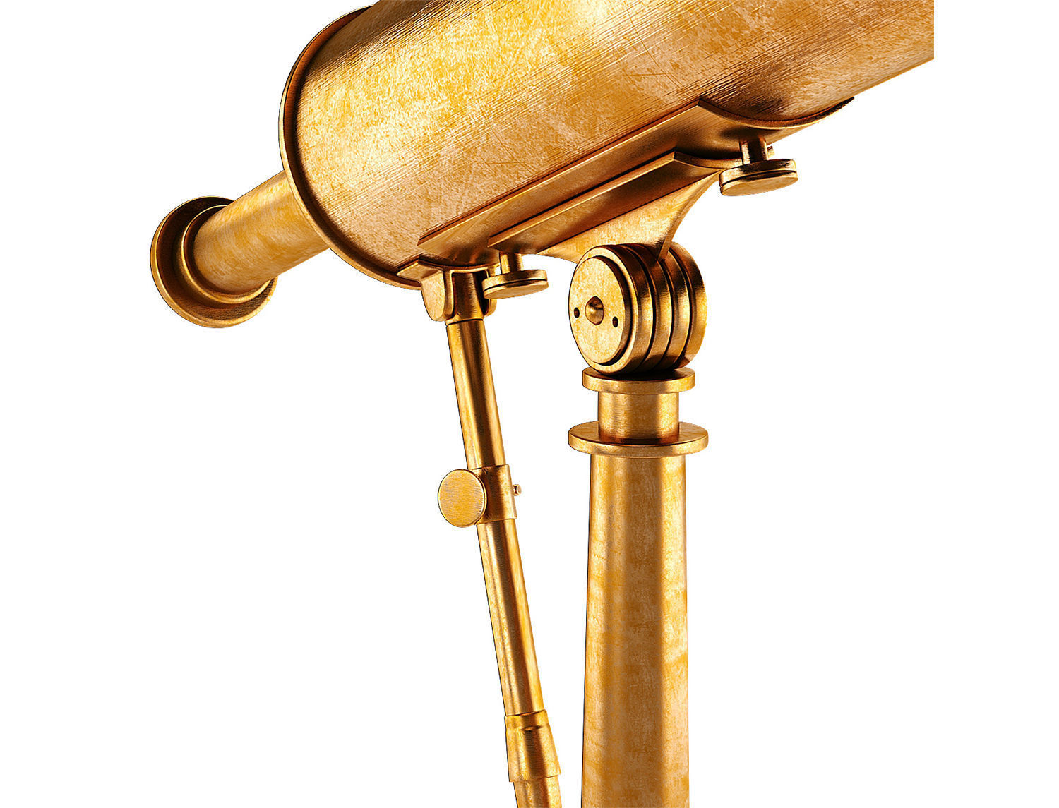 19th C Parisian Brass Telescope 3D model_2