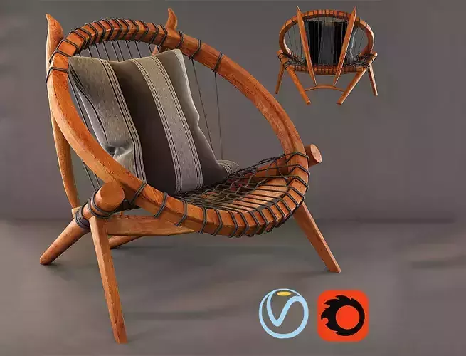 Armchair Devil Wood Woven 3D model