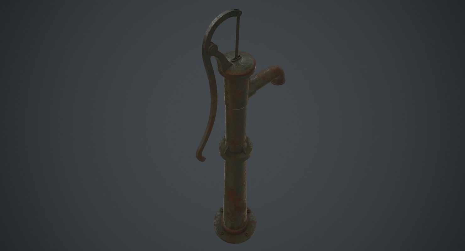 Hand Pump 1B Low-poly 3D model_2