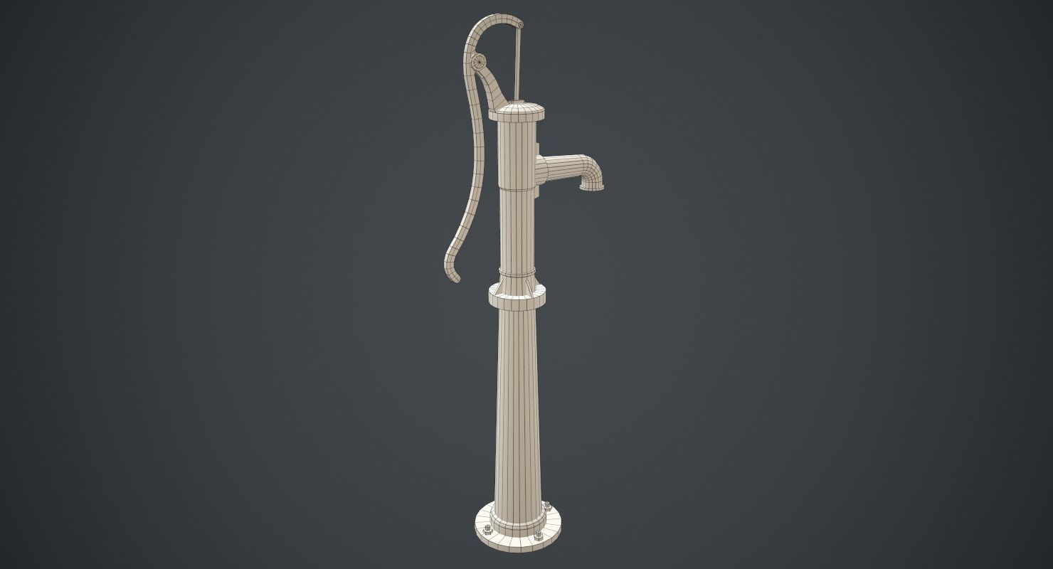 Hand Pump 1B Low-poly 3D model_7
