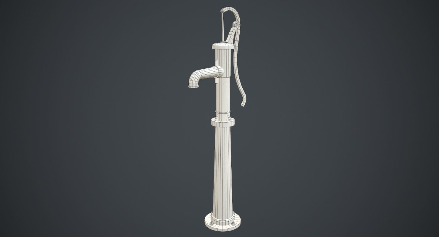 Hand Pump 1B Low-poly 3D model_6