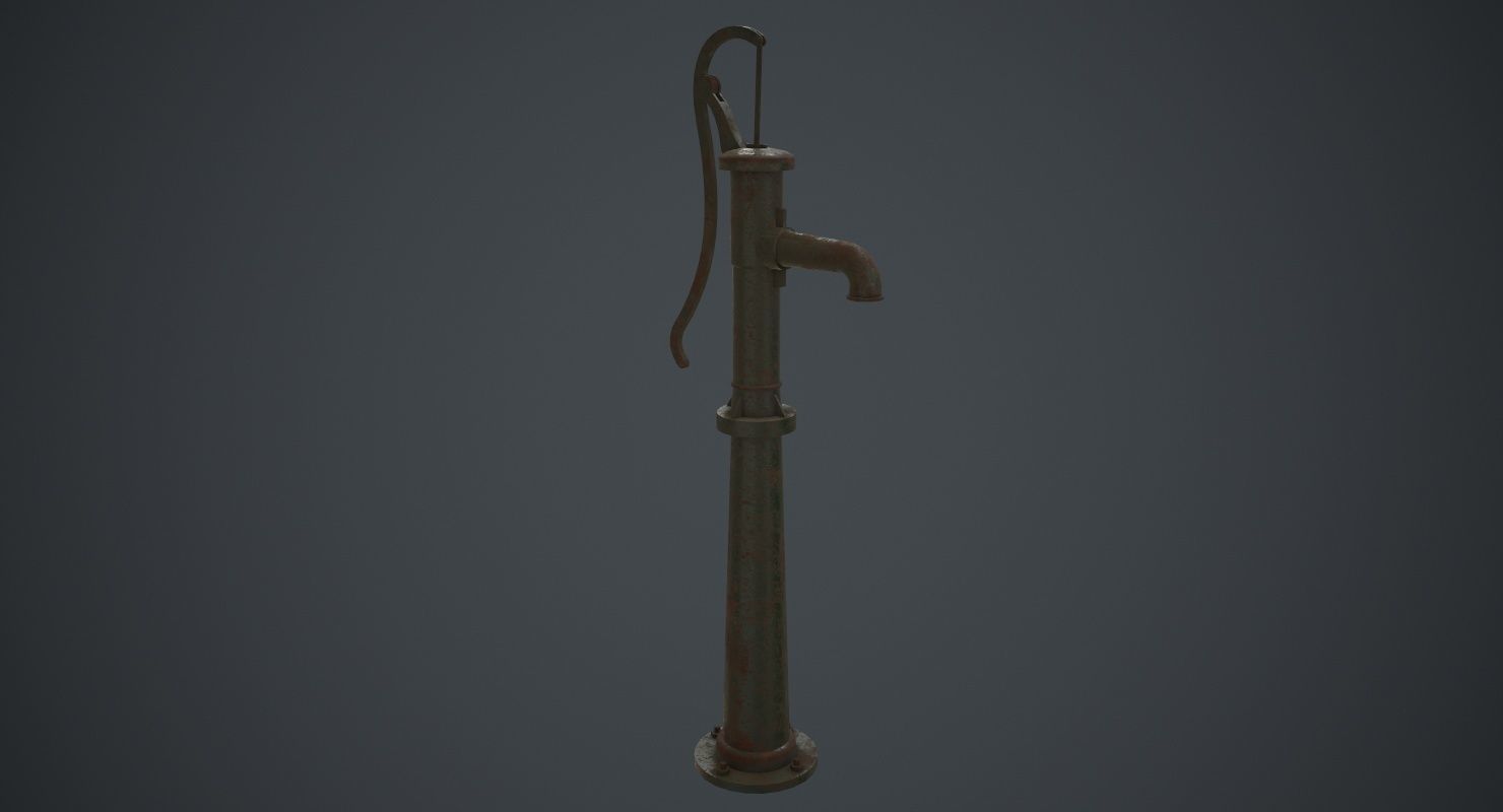 Hand Pump 1B Low-poly 3D model_1