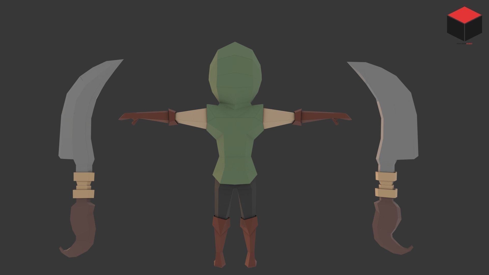 Assassin Character Low-poly 3D model_4