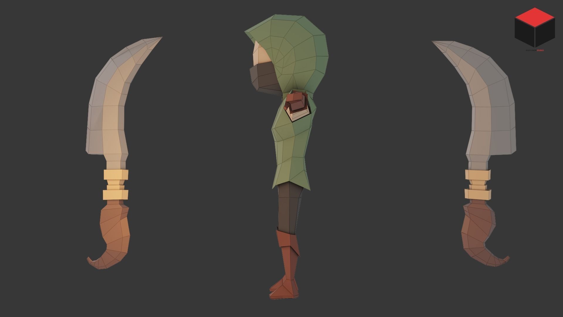 Assassin Character Low-poly 3D model_2