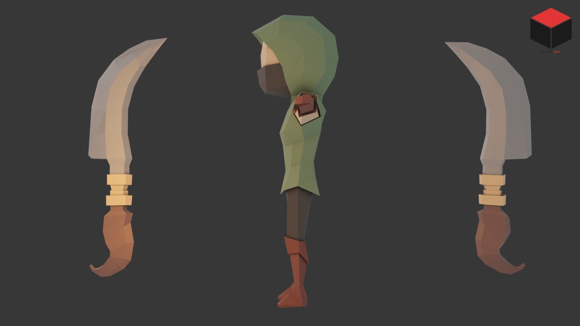 Assassin Character Low-poly 3D model_6