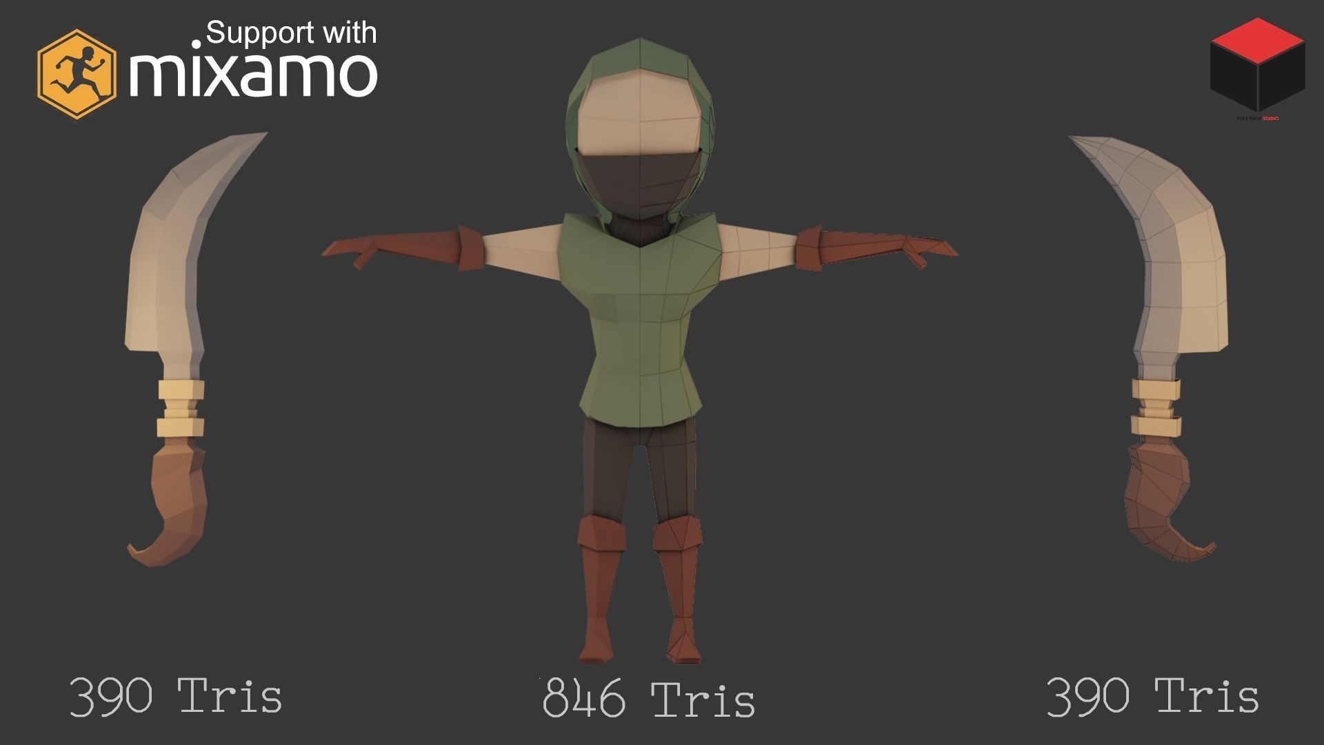 Assassin Character Low-poly 3D model_1