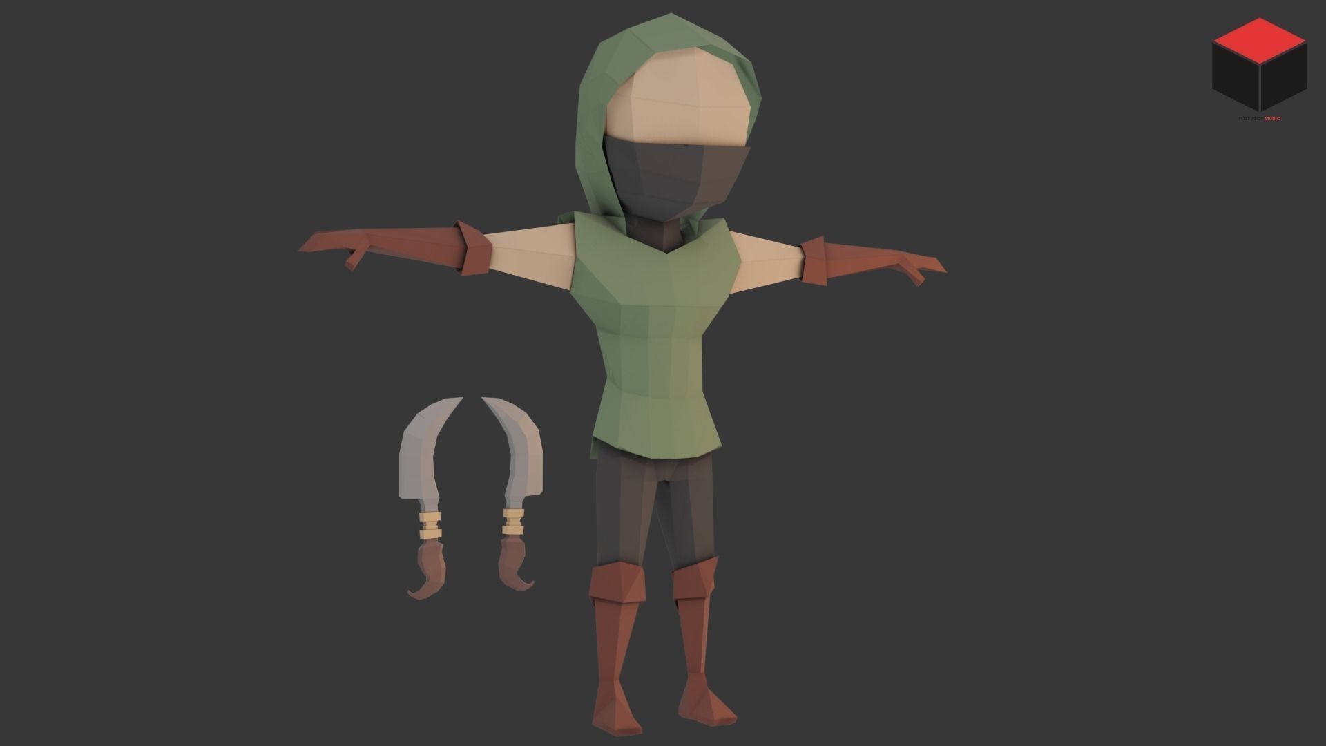 Assassin Character Low-poly 3D model_3
