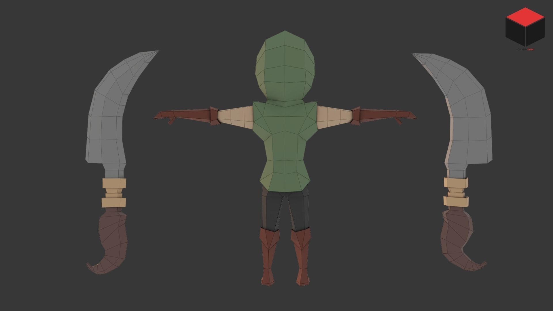 Assassin Character Low-poly 3D model_7
