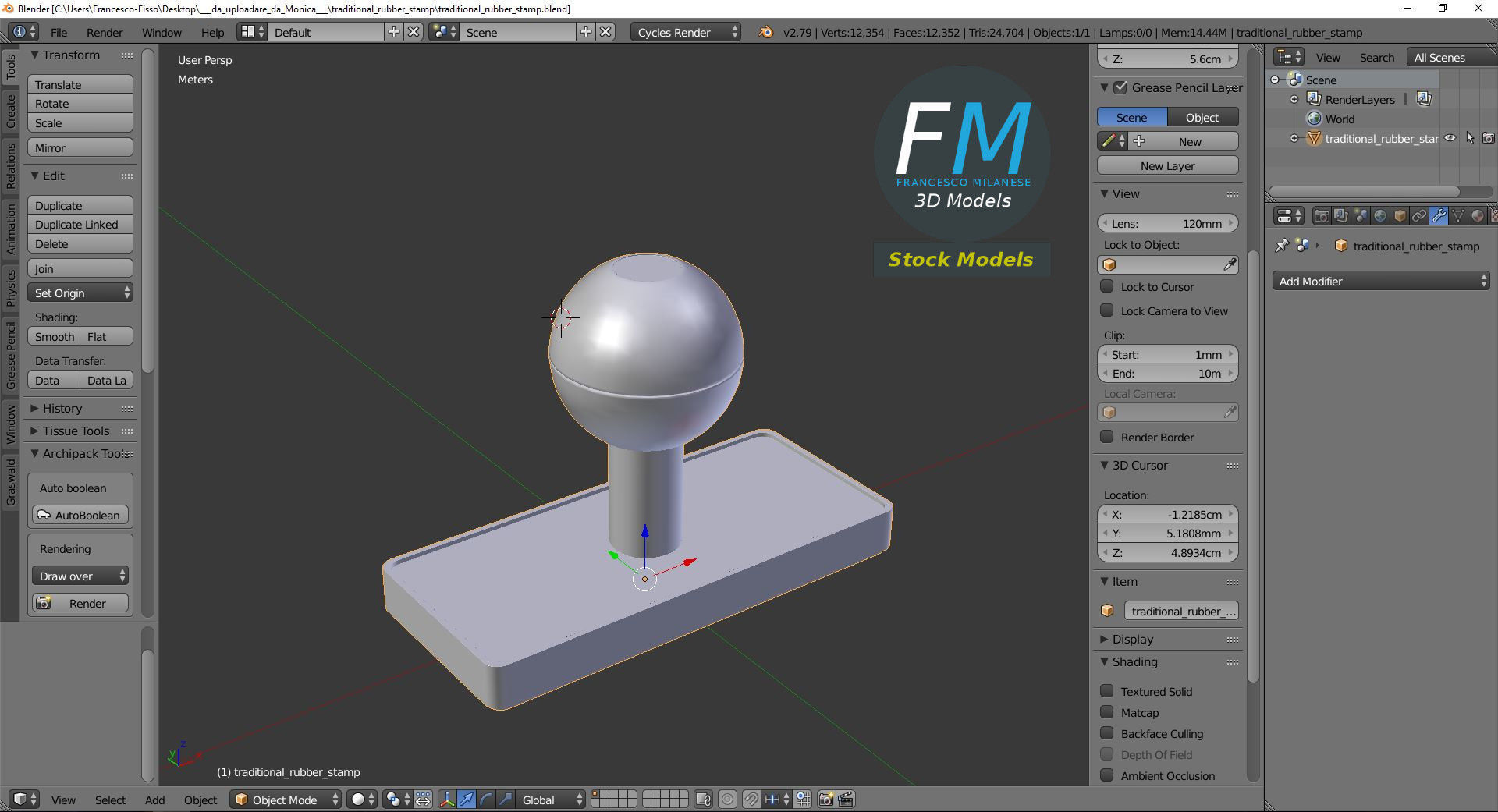 Traditional rubber stamp 3D model_9