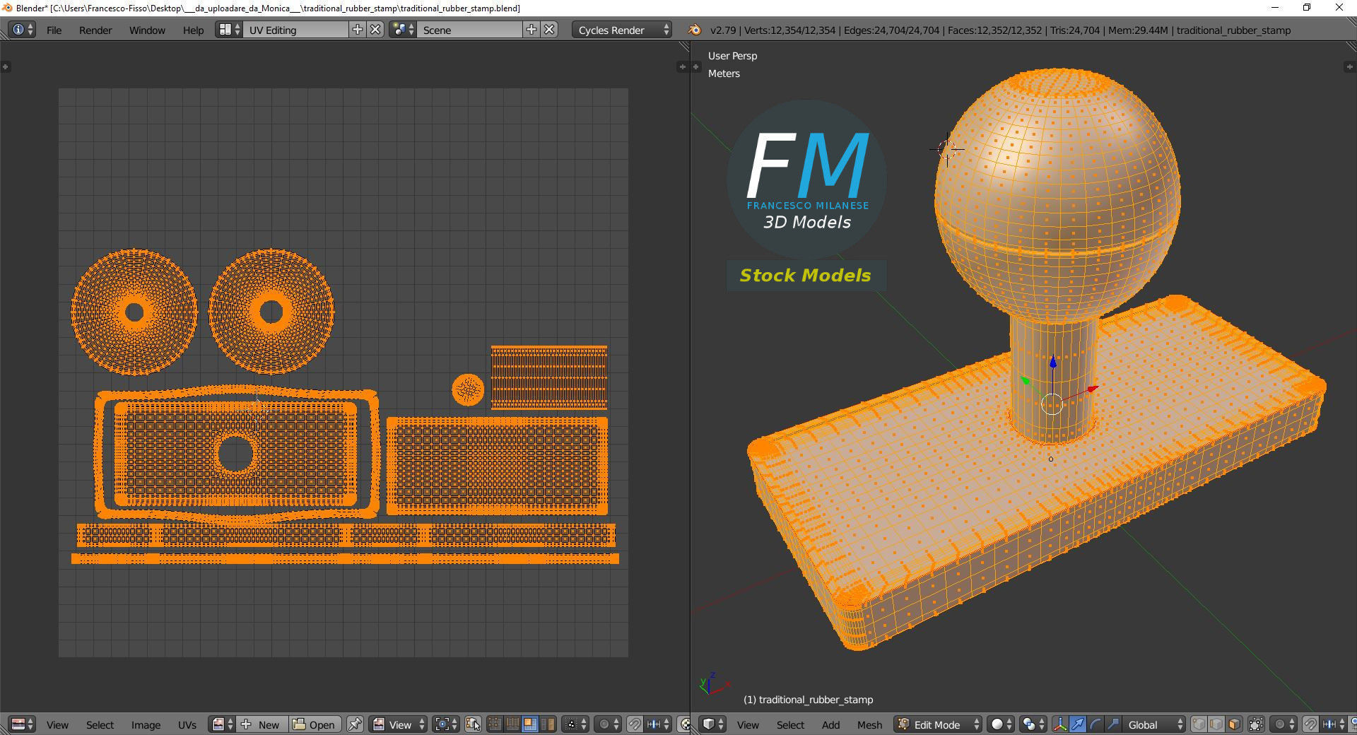 Traditional rubber stamp 3D model_10