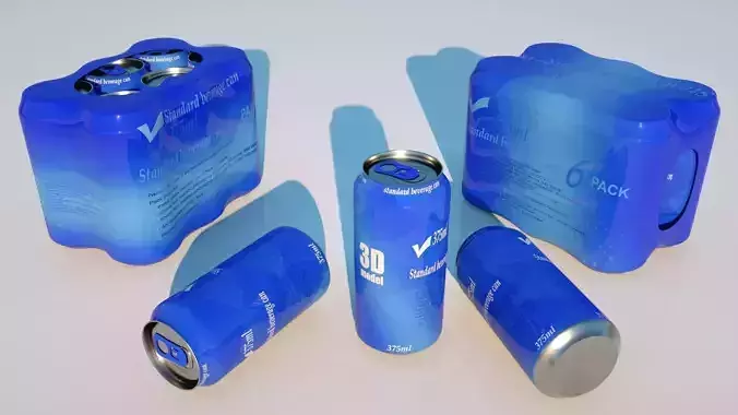 Plastic shrinkwrap 6x375ml cans 3D model
