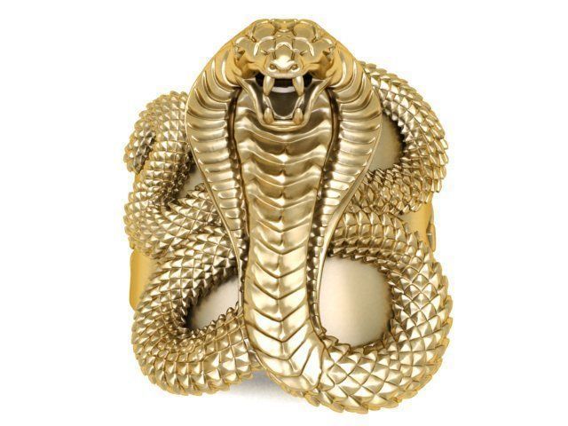 SNAKE-RING 6 gold ring with snake 3D print model_1