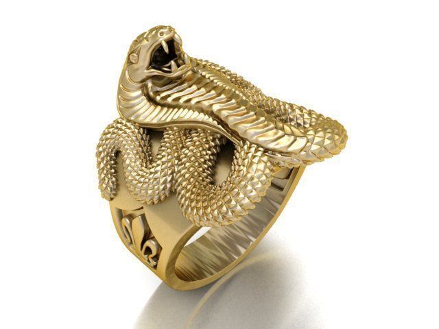 SNAKE-RING 6 gold ring with snake 3D print model_2