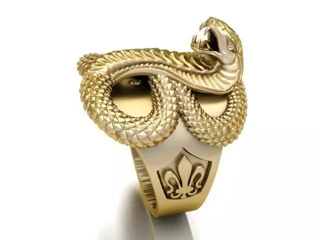 SNAKE-RING 6 gold ring with snake 3D print model_0