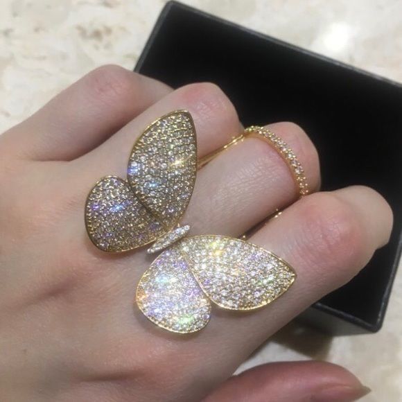 Moving Butterfly Ring 3D print model_4