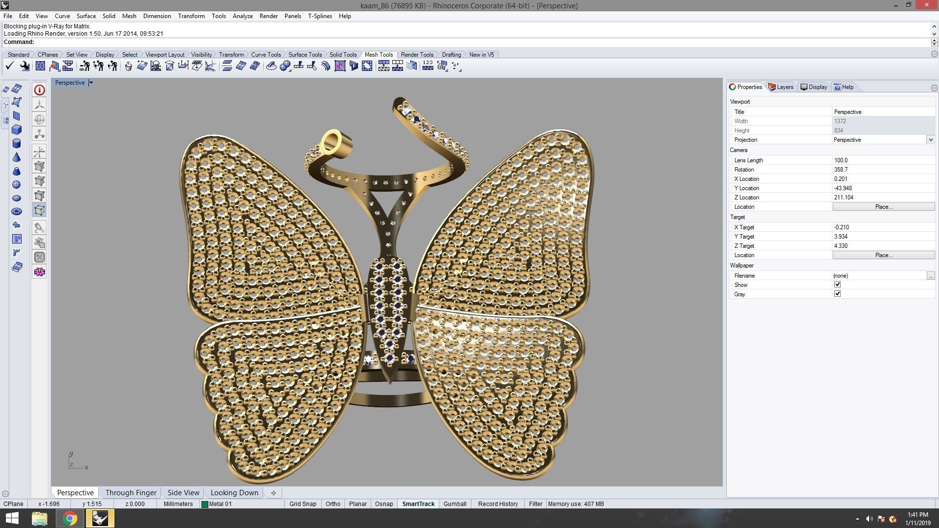 Moving Butterfly Ring 3D print model_1