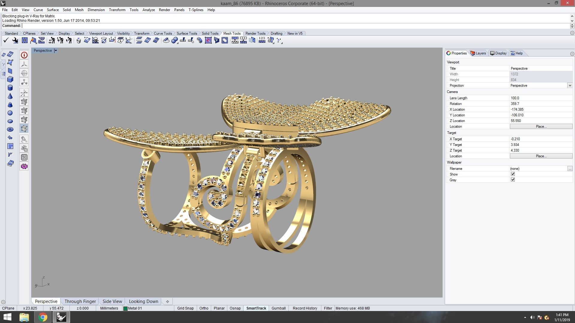 Moving Butterfly Ring 3D print model_3