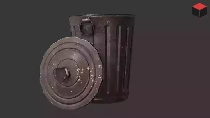 Trash Can Low-poly 3D model