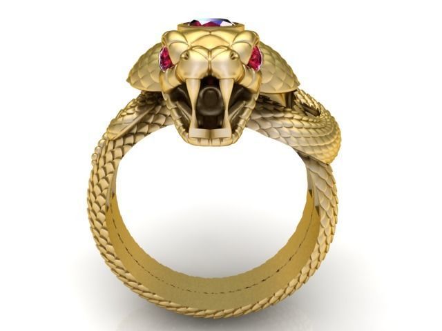 SNAKE-RING 4 gold snake ring with ruby stone 3D print model_1