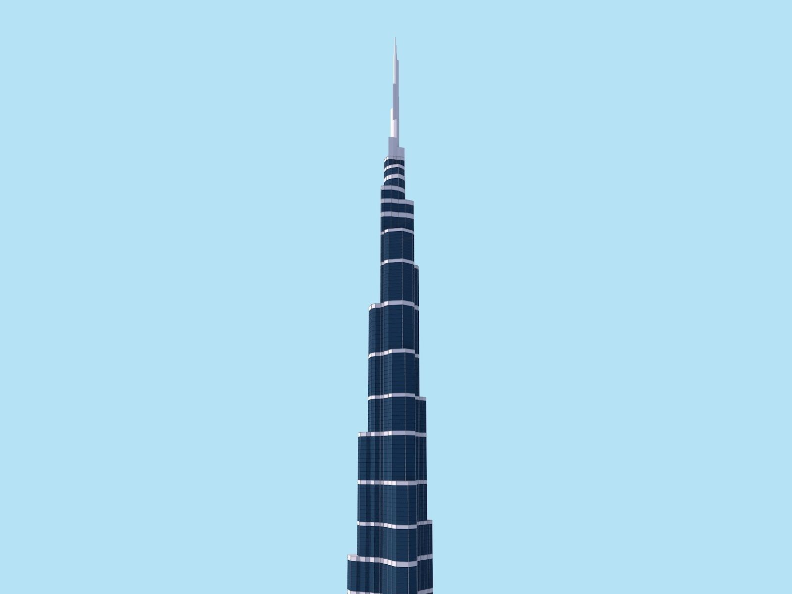 Cartoon Low Poly Burj Khalifa Dubai Landmark Low-poly 3D model_2
