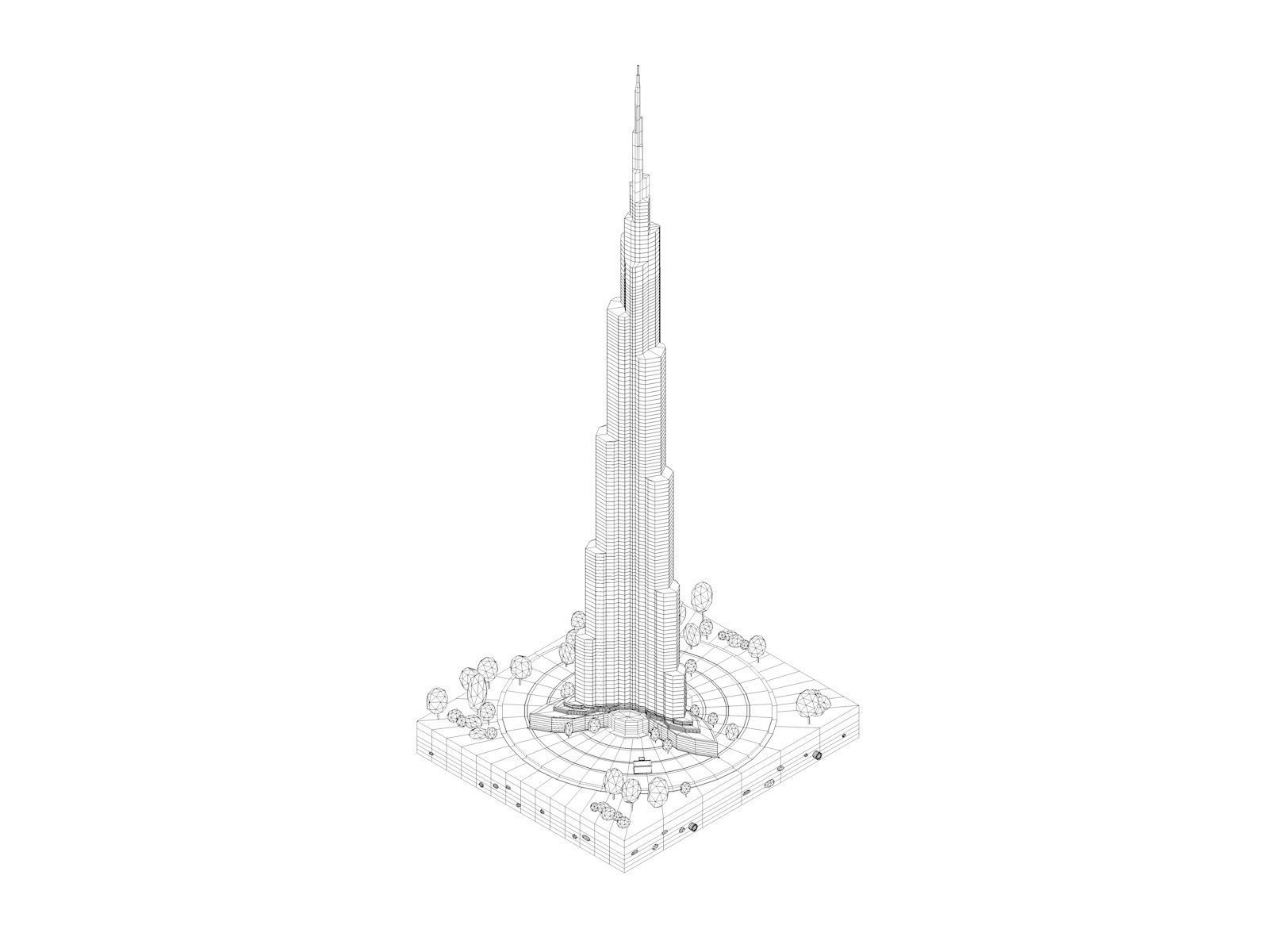 Cartoon Low Poly Burj Khalifa Dubai Landmark Low-poly 3D model_6